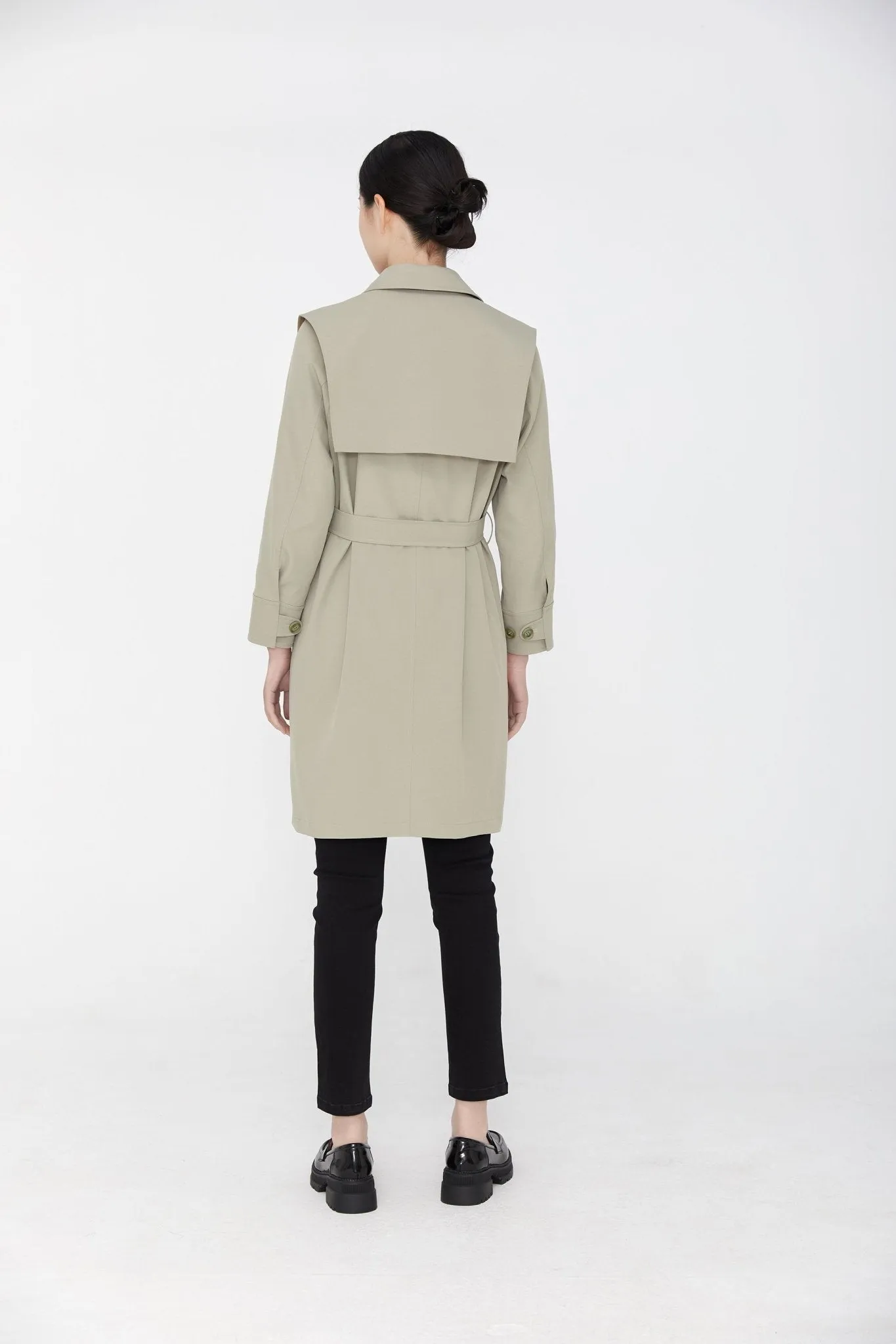 Dolphin Gray Long Belted Trench Coat