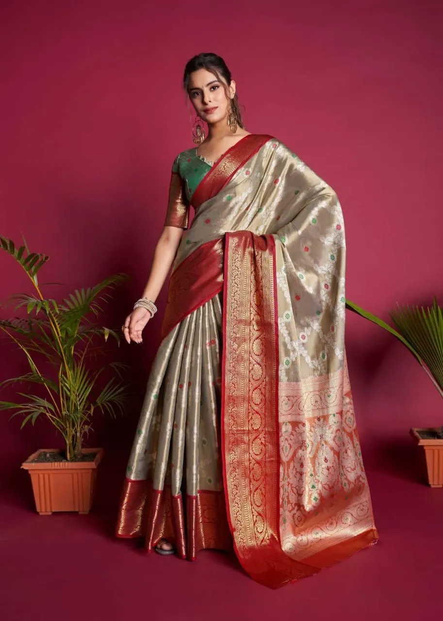 Dolphin Grey Kanjivaram Silk  Saree