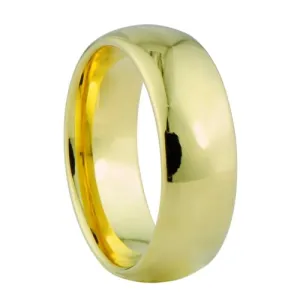 Domed design Wedding band or ring - Highly Polished 18K Gold Ion or IP plated