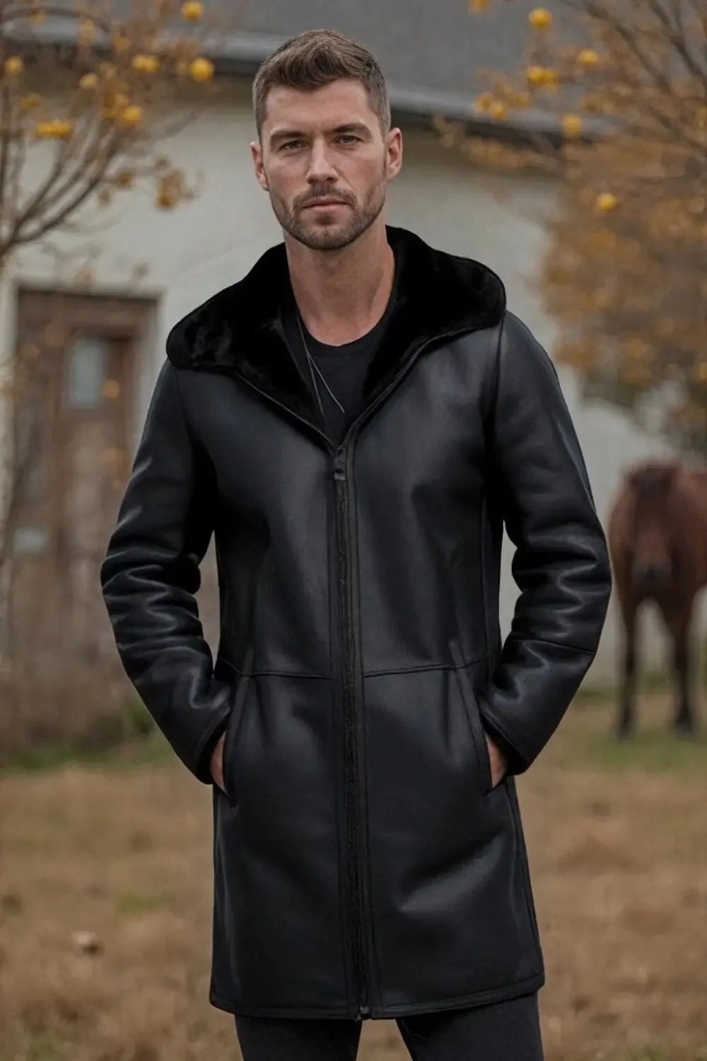 Domenico Sheepskin Leather Coat