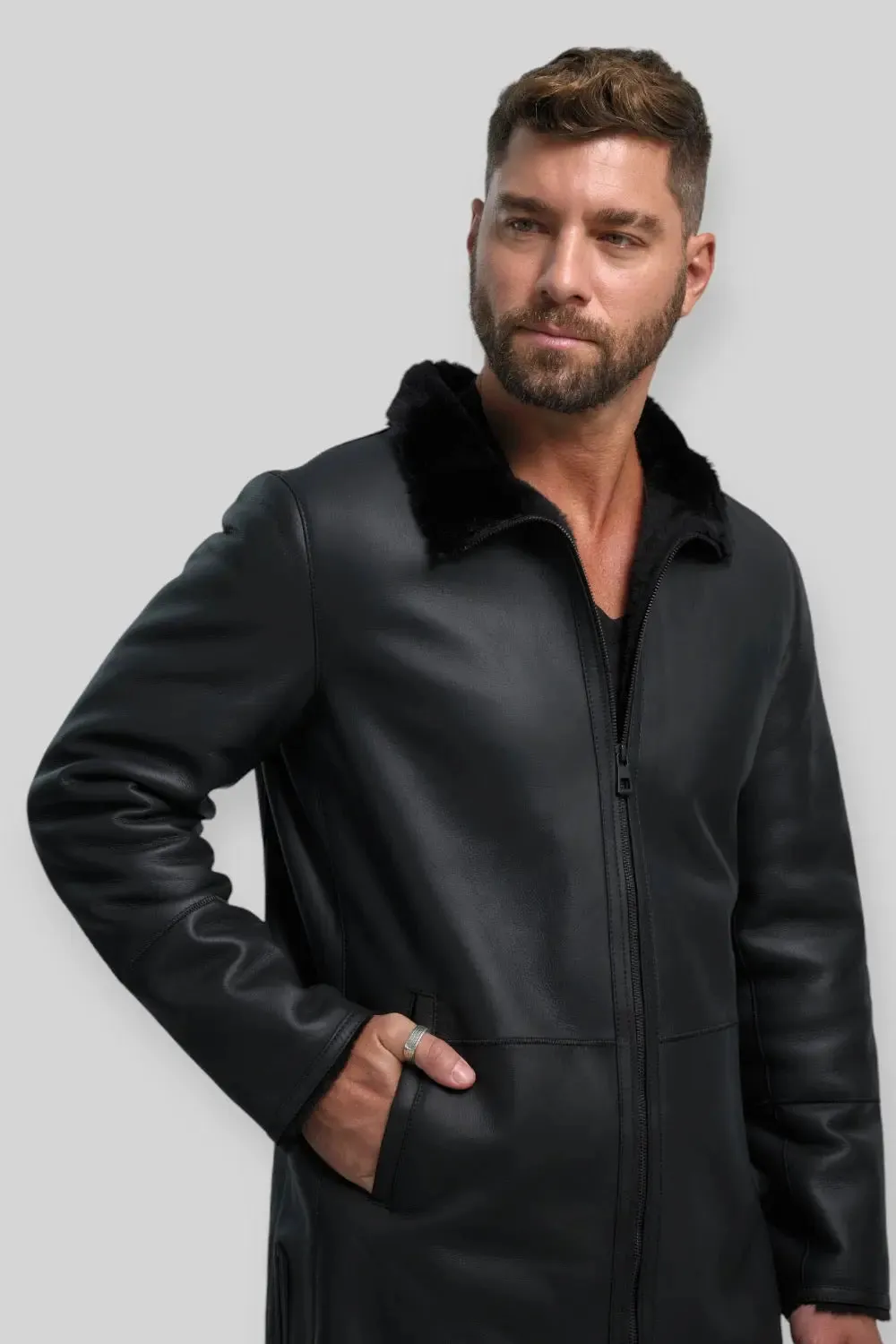 Domenico Sheepskin Leather Coat