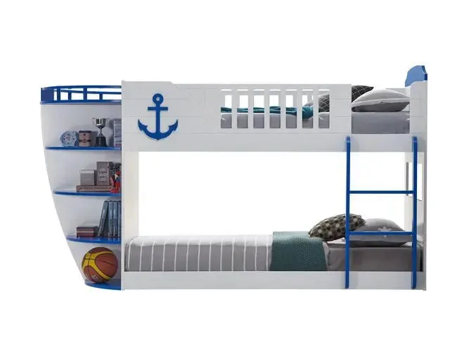 Dominic Boat Style Twin/Twin Bunk Bed, Sky Blue Finish