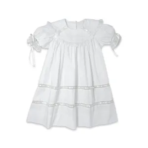 Donahue Dress - Blessings White Batiste, Ecru Ribbon