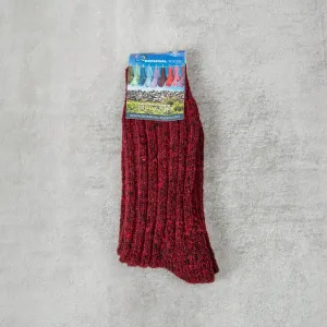 Donegal Socks in traditional Wool - Burgundy