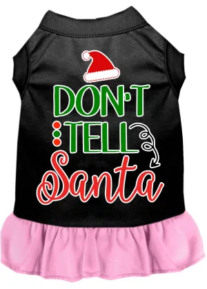 Don't Tell Santa Screen Print Dog Dress Black With Light Pink Med