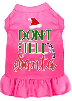 Don't Tell Santa Screen Print Dog Dress Bright Pink Xl