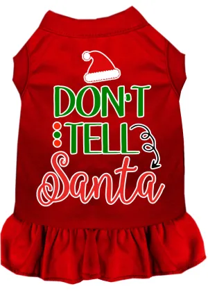 Don't Tell Santa Screen Print Dog Dress Red Med