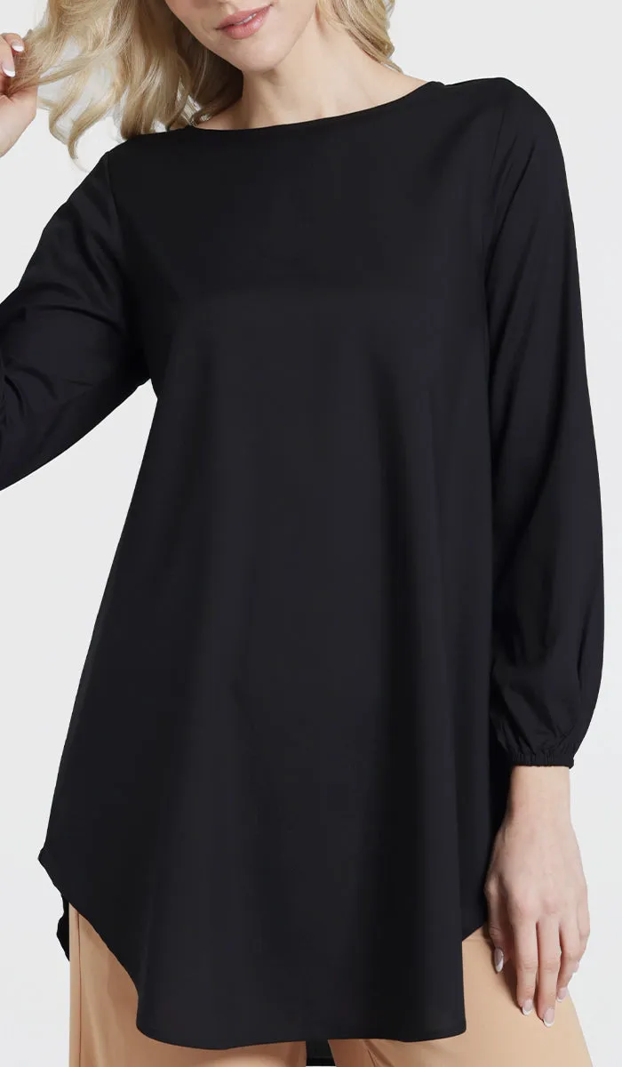 Donya Mostly Cotton Simple Everyday Tunic - Black