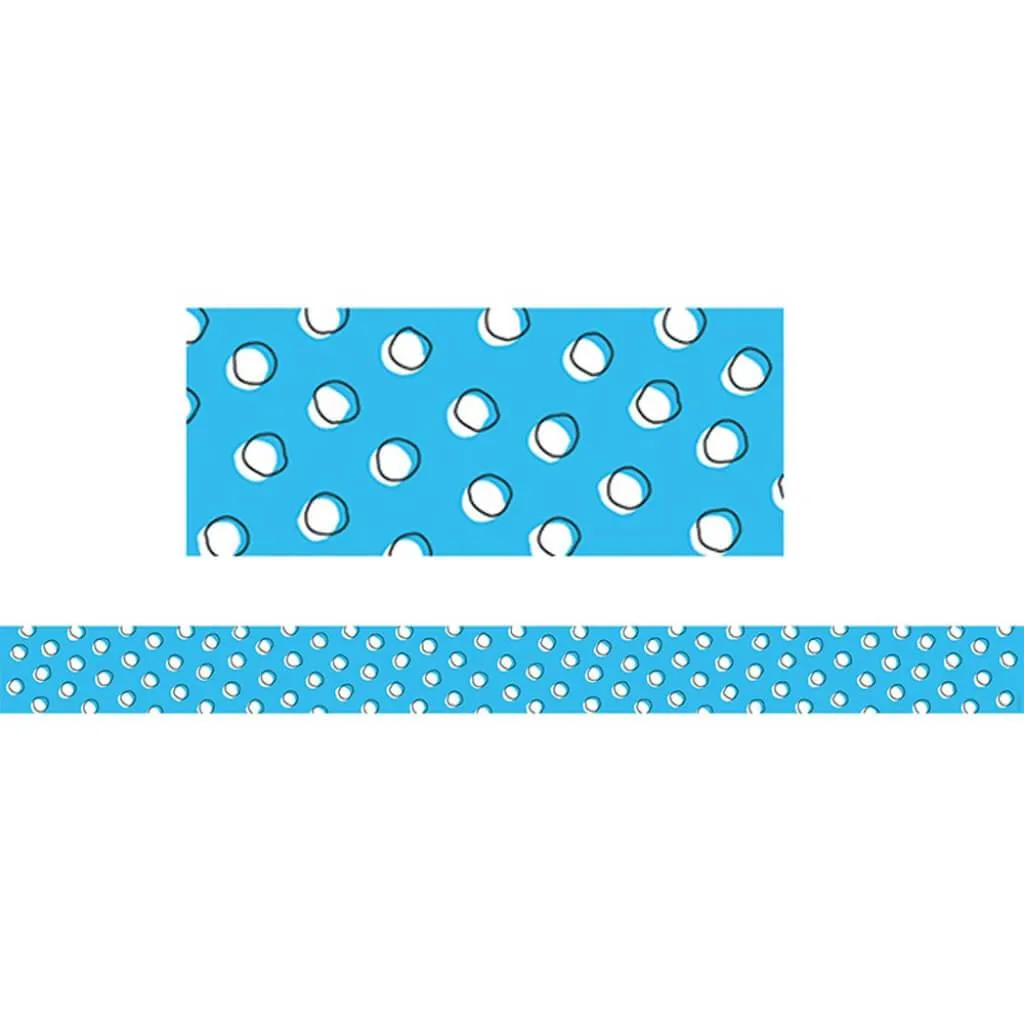 Doodle Dots Straight Border Blue