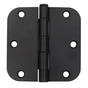 Door Hinge, Matte Black 3-1/2" with 5/8" Radius Corners