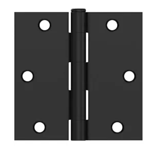 Door Hinge, Matte Black 3-1/2" with Square Corners