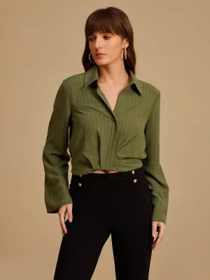 Dorit Olive Striped Top