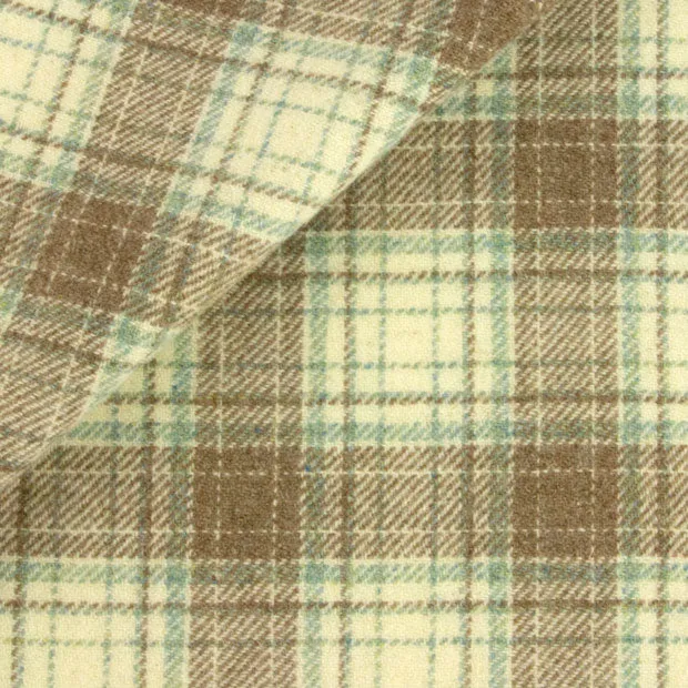 Dorr Mill ~ #10321 Natural, Brown & Gray Plaid Wool Fabric