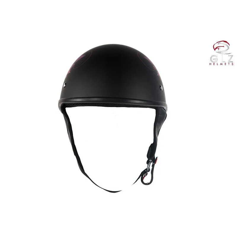 DOT Approved Low Profile Flat Black Motorcycle Helmet With Fairy & Flowers