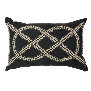 Dot Chain Knot Black Lumber Cushion 35 x 53 cm