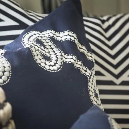 Dot Chain Knot Navy Lounge Cushion 55x55cm