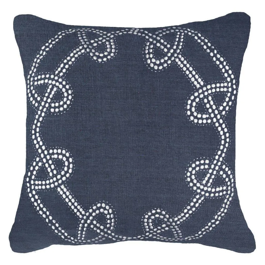 Dot Chain Knot Navy Lounge Cushion 55x55cm