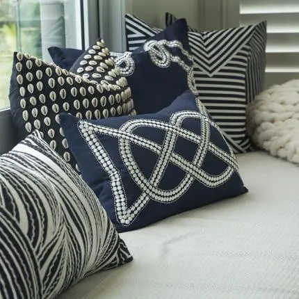 Dot Chain Knot Navy Lounge Cushion 55x55cm