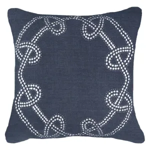 Dot Chain Knot Navy Lounge Cushion 55x55cm