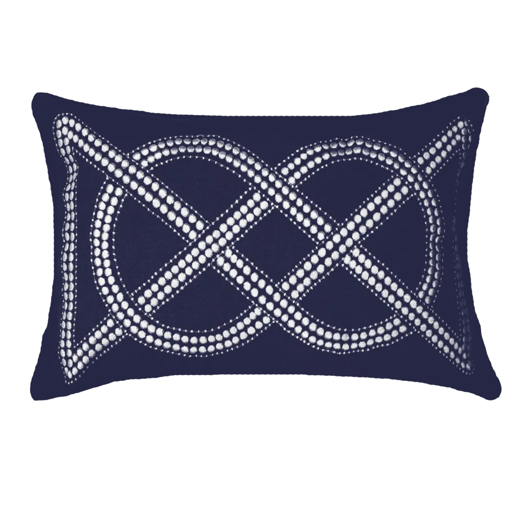 Dot Chain Knot Navy Lumber Cushion 35x53cm