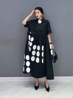 Dot Print Loose Shirt Dress - Culture Heaven Special