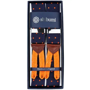 Dotted Barathea Braces - Navy / Orange