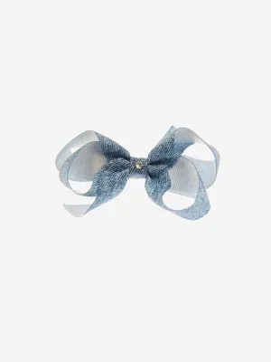 Dotty Daydreams Girls Denim Bow Hairclip