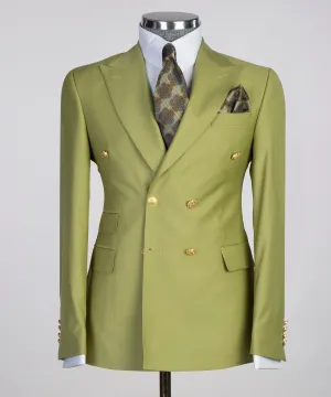 Double Breasted Olive Green Suit