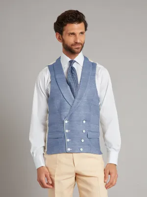 Double Breasted Vest Woven Silk - Denim