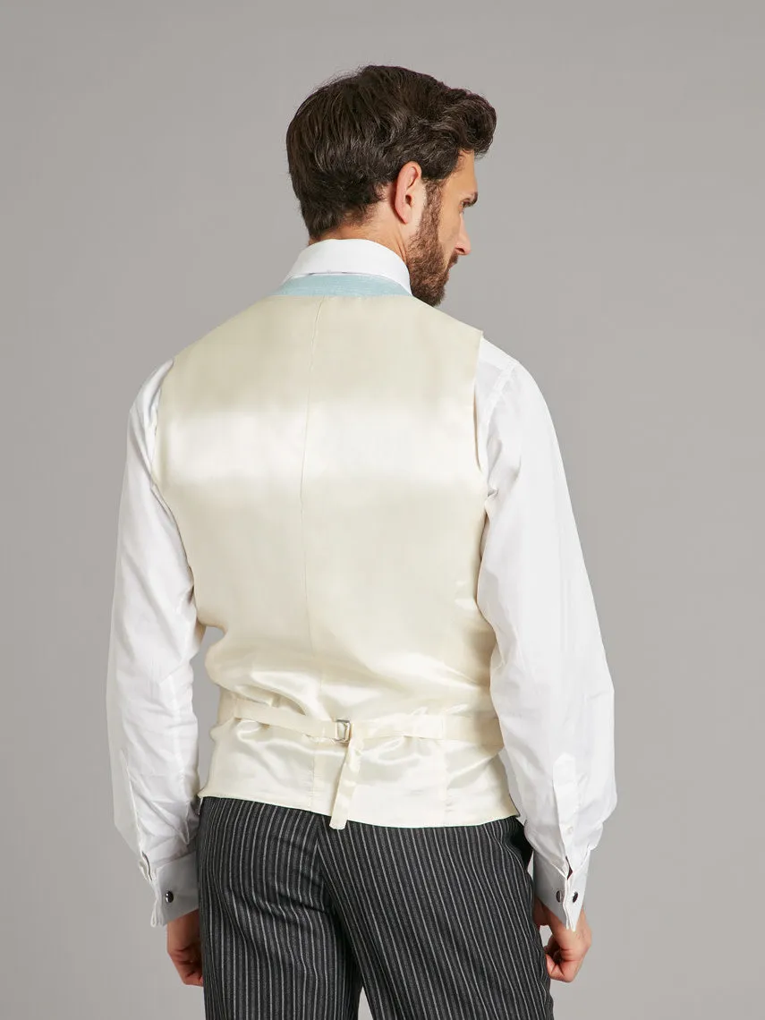 Double Breasted Vest Woven Silk - Glacier