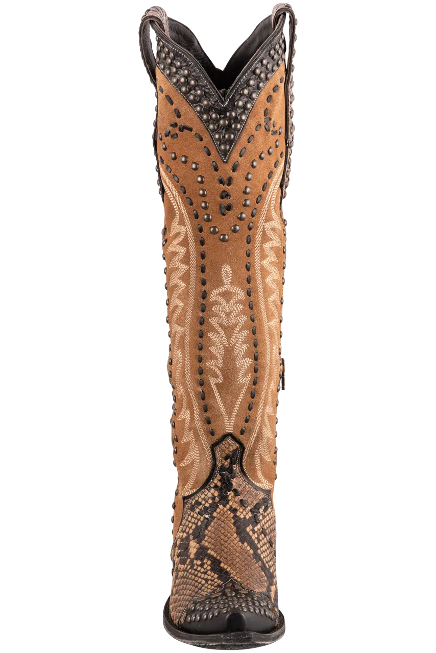 Double D Ranch by Old Gringo Women's Tall Snake Charmer Cowgirl Boots - Brown