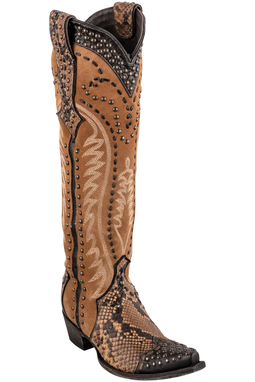 Double D Ranch by Old Gringo Women's Tall Snake Charmer Cowgirl Boots - Brown