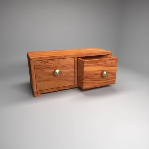 Double Drawer Long Top Classic Wooden Desk Organiser