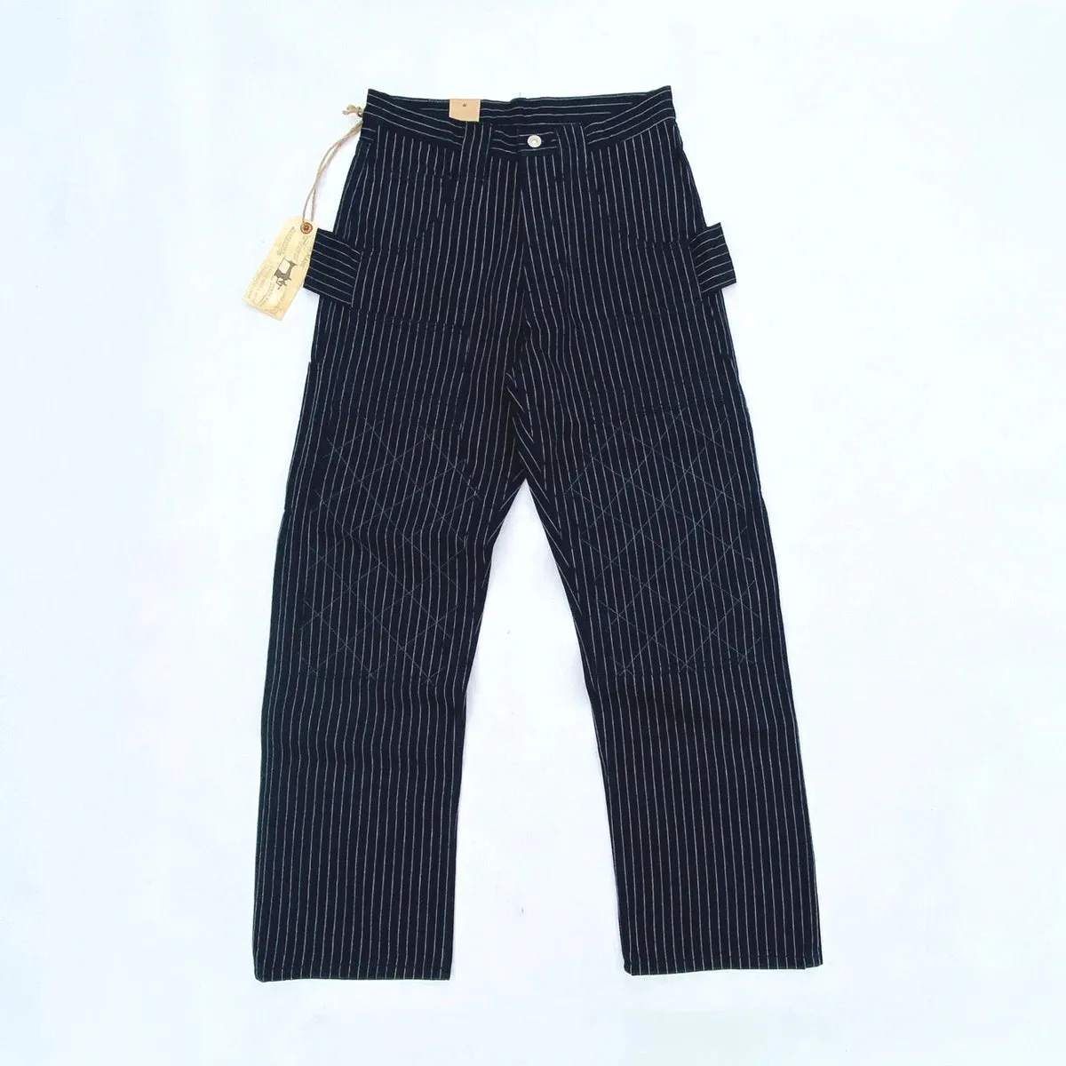 Double Knee Striped Painter Pants with Motorcycle Style