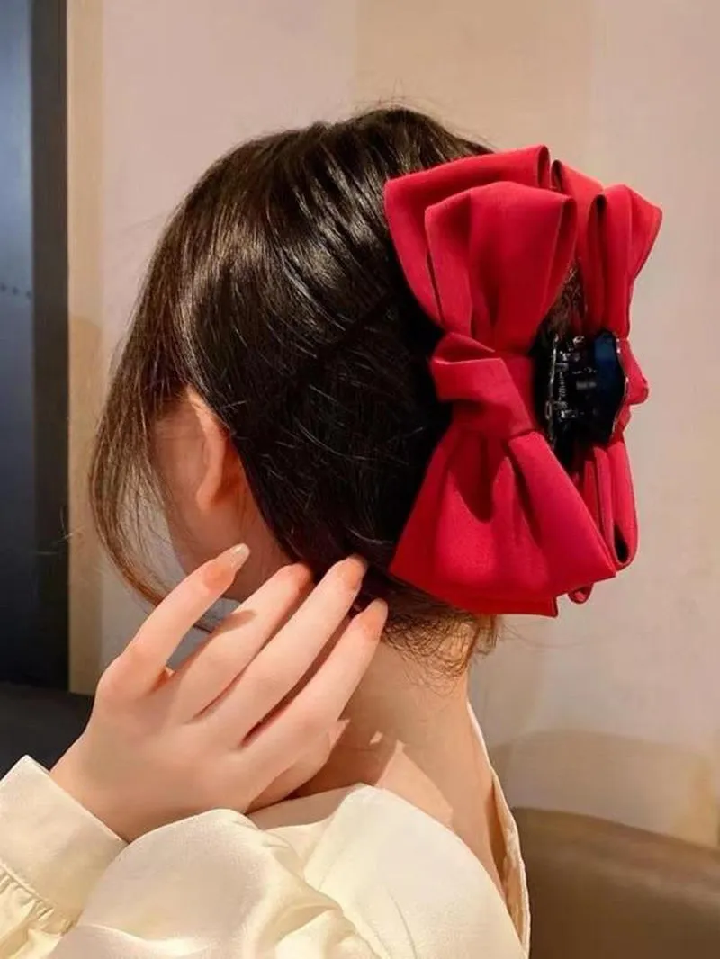 Double-Sided Bow Decor Hair Claw, Elegant Fashion Large Hair Claw for Women and Girls, Personalized Versatile Hair Accessories for Dates, Parties and Daily Use