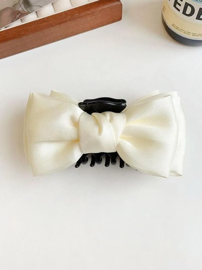 Double-Sided Bow Decor Hair Claw, Elegant Fashion Large Hair Claw for Women and Girls, Personalized Versatile Hair Accessories for Dates, Parties and Daily Use