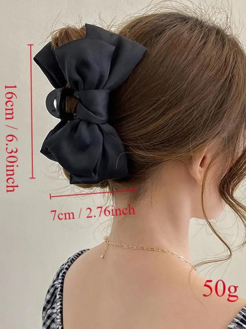 Double-Sided Bow Decor Hair Claw, Elegant Fashion Large Hair Claw for Women and Girls, Personalized Versatile Hair Accessories for Dates, Parties and Daily Use