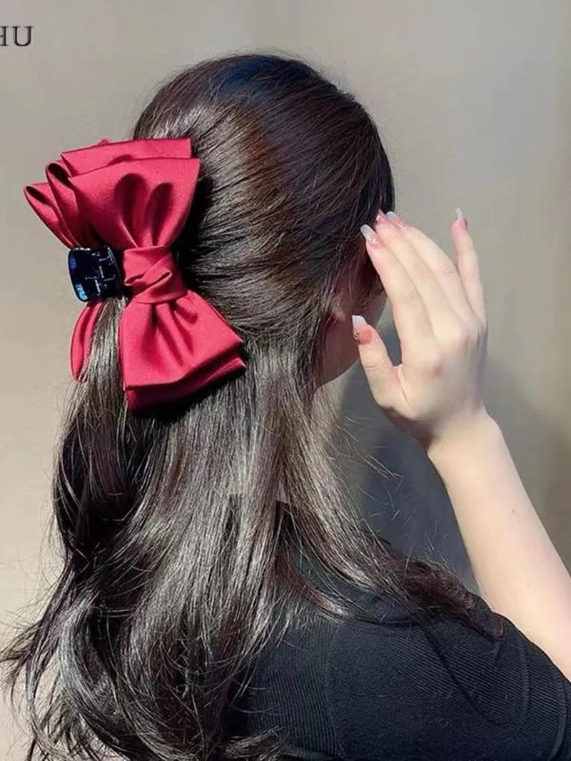 Double-Sided Bow Decor Hair Claw, Elegant Fashion Large Hair Claw for Women and Girls, Personalized Versatile Hair Accessories for Dates, Parties and Daily Use