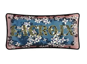 Double-sided pillow LACROIX CHERRY! BLEU DENIM cotton satin