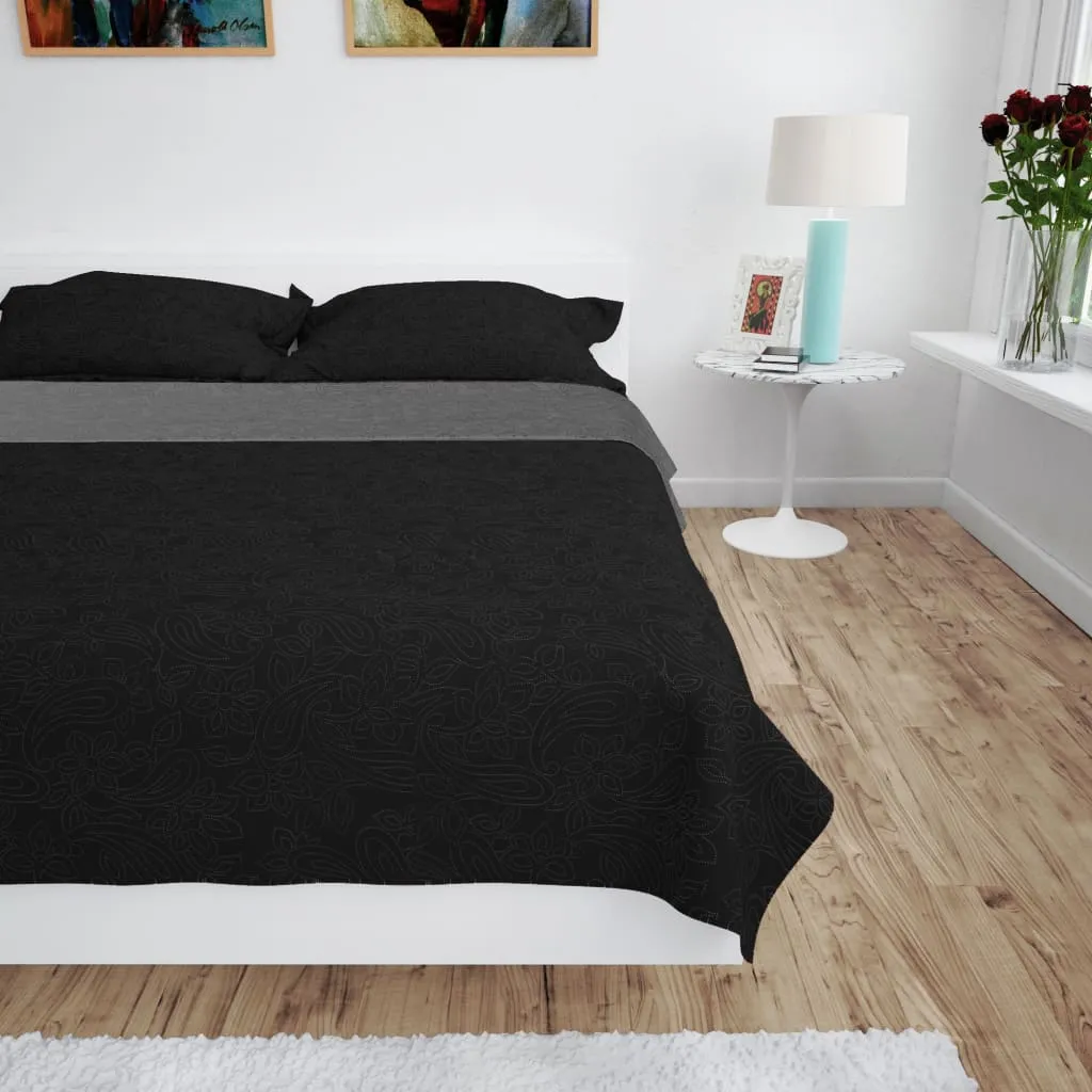 Double-sided Quilted Bedspread 220x240 cm Grey and Black