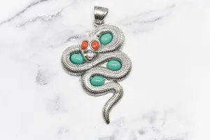 Double Sided Silver Snake Pendant