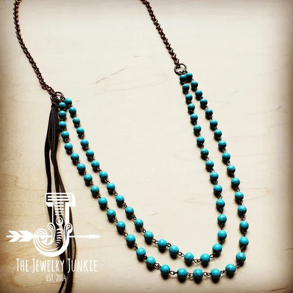 Double Strand Turquoise Necklace w/ Tassel