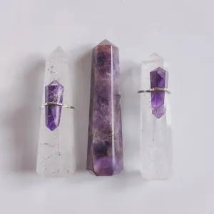 Double Terminated Amethyst Crystal Ring