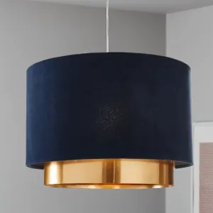 Double Tier Velvet Shade Blue & Gold