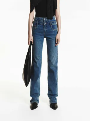 Double Waist Straight Jeans