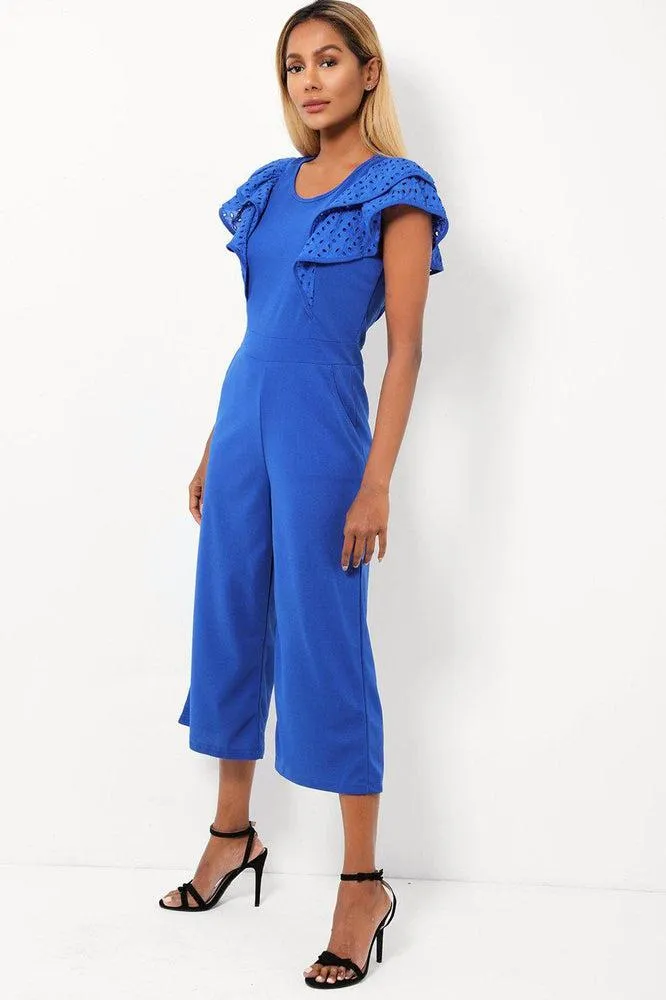 Double Wing Sleeves Cropped Wide Leg Jumpsuit