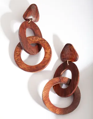 Double Wood Loop Earrings