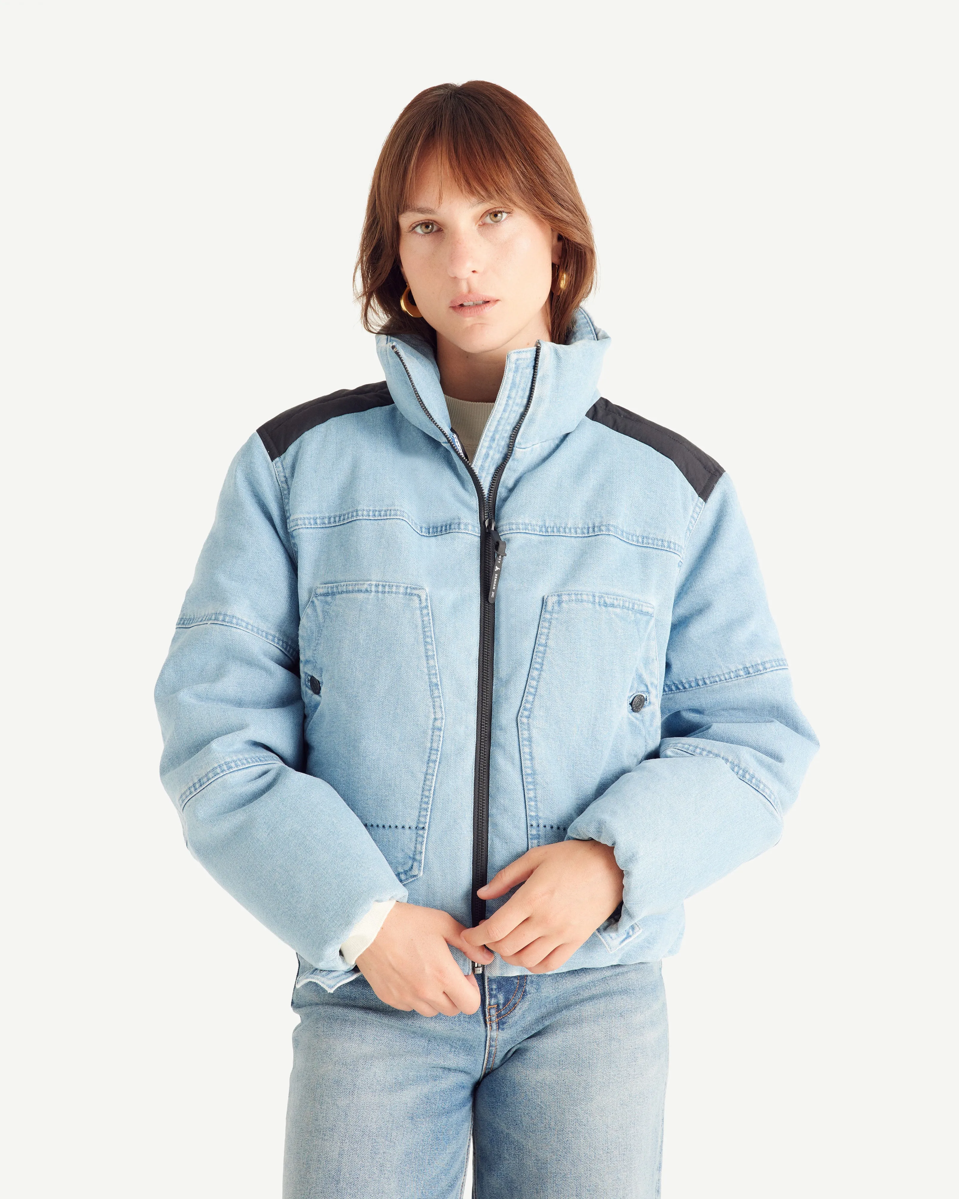 Doudoune 'Puffer' courte en denim Light denim jeans Aero WNW JOTT x DENHAM