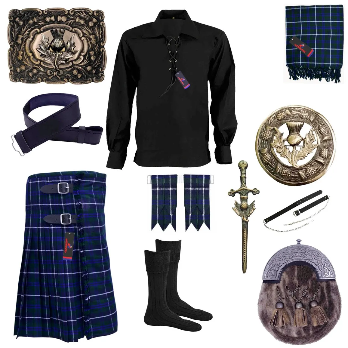 Douglas Blue Tartan Kilt - Classic Scottish Clan Attire