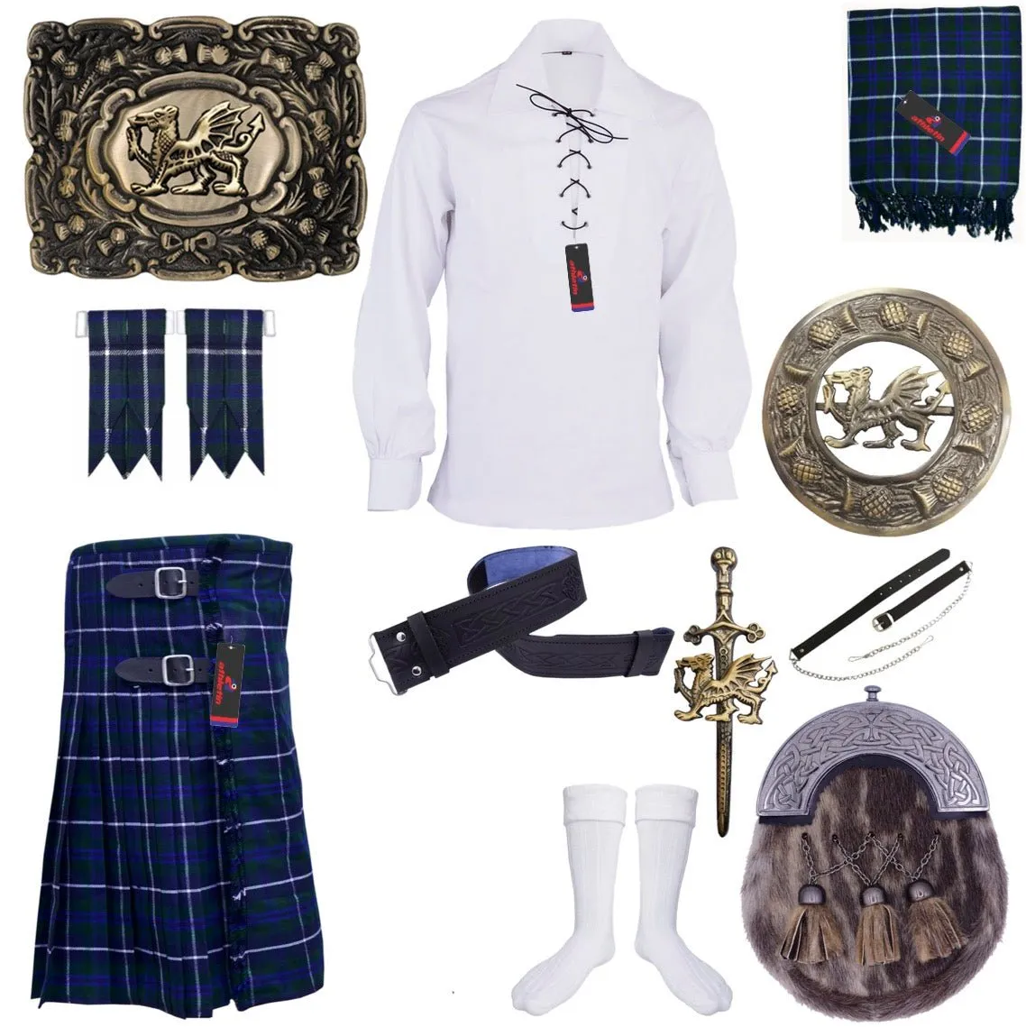 Douglas Blue Tartan Kilt - Classic Scottish Clan Attire